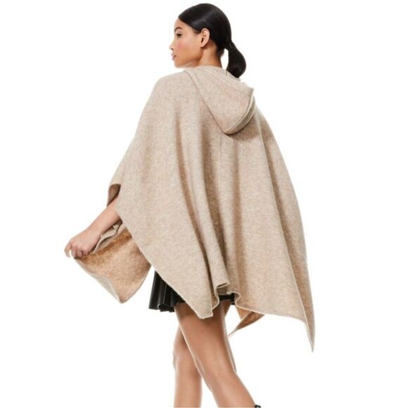 ALICE + OLIVIA Zandra Hooded Pullover Poncho wool alpaca blend size M/L NWT - Picture 2 of 10